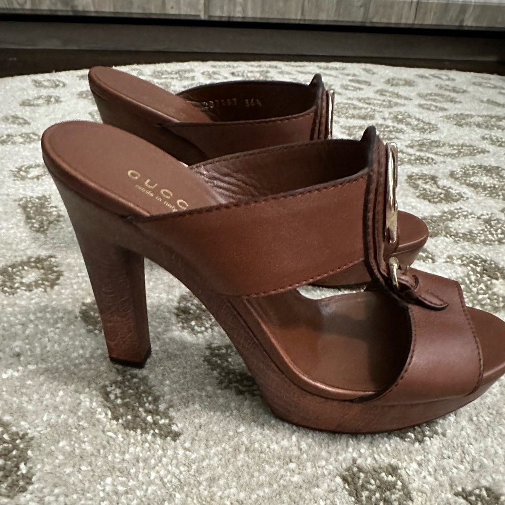 COPY - Vintage Mint Condition Gucci platform sandals in cognac brown. Size 36.5 - Picture 7 of 7